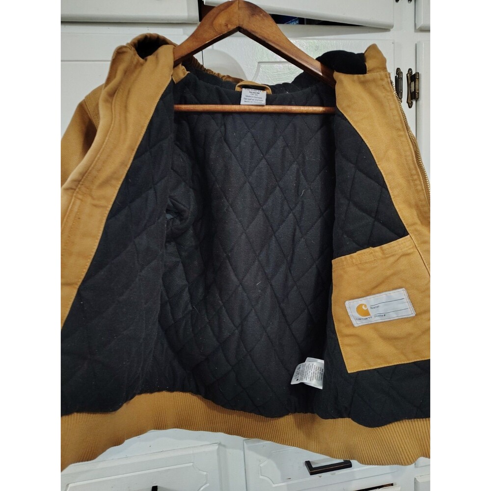 Carhartt Youth Medium 10-12 Brown Heavy Canvas Hooded Lined Coat Jacket - Picture 4 of 9